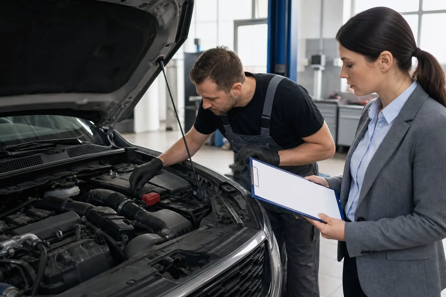 Profissional registrando informações para o cadastro de motor.